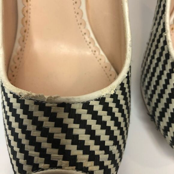 Madison black and white geo design peep toe heels - Picture 6 of 12